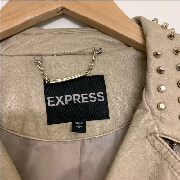 Express Beige Faux Leather Jacket small - Picture 6 of 6